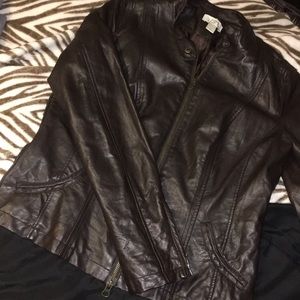 Leather loft bomber jacket